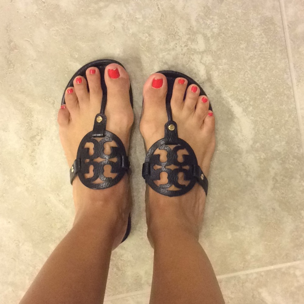 Tory Burch Miller Black Leather 9 Sandals